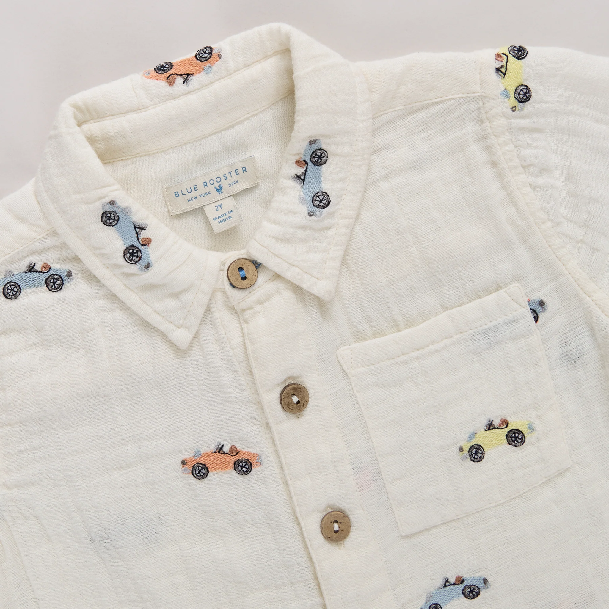 multi boys jack shirt- vintage car embroidery