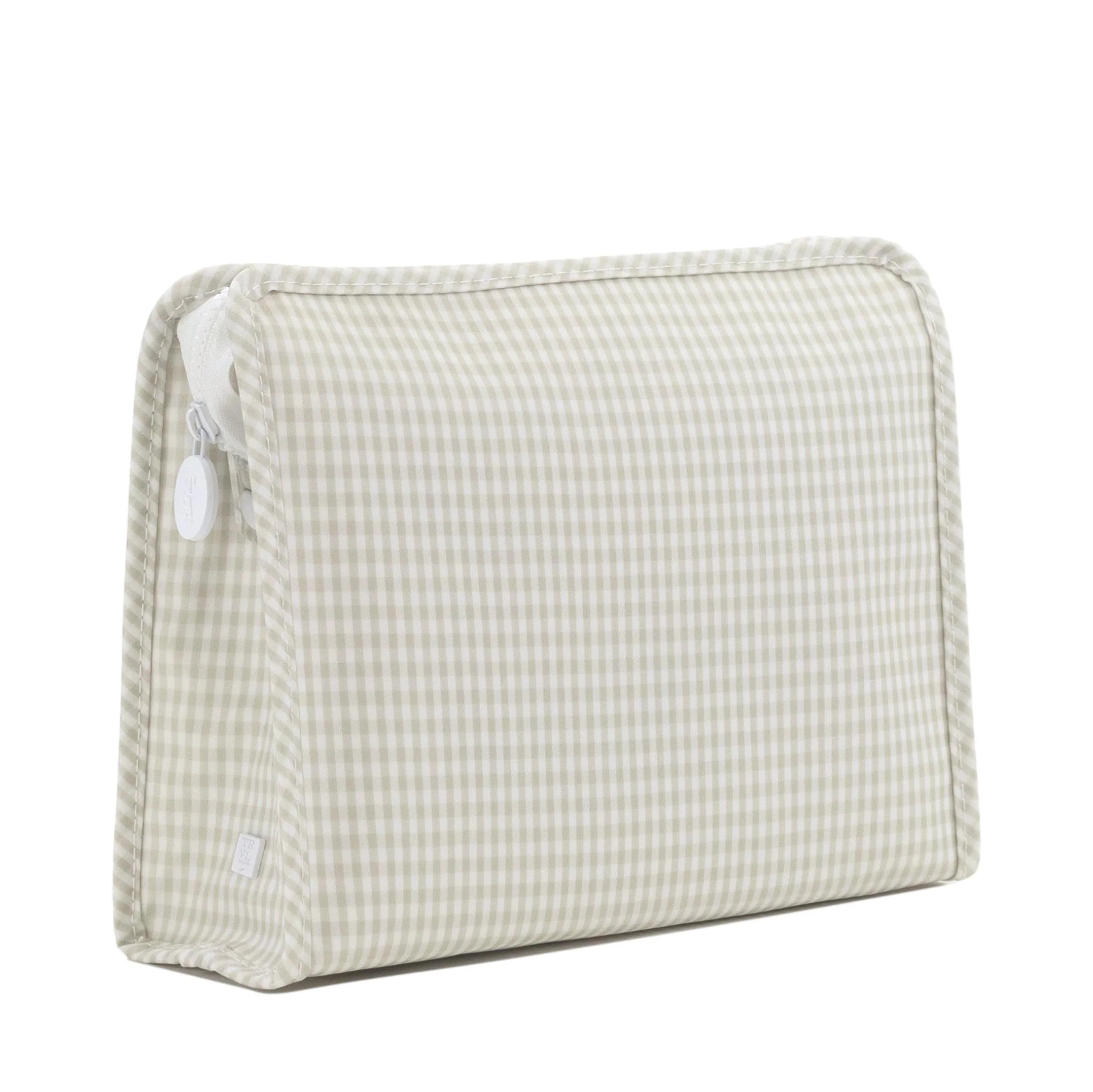 Roadie Zip Pouch- Gingham Pearl Grey