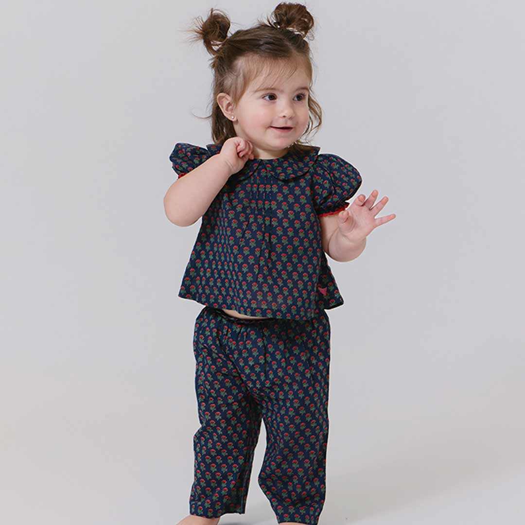 baby girls dawson 2 piece set- navy carnation