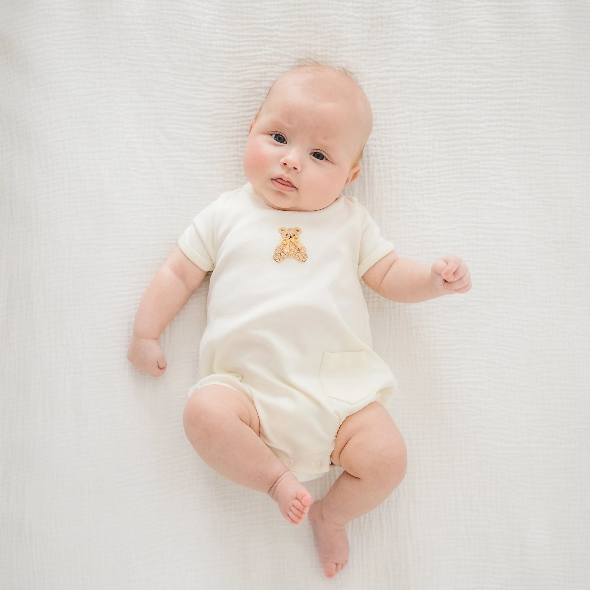 Bear Hugs Hand-Embroidered Bubble - Ivory