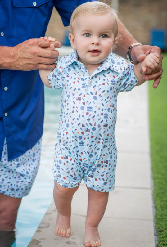 Stars & Stripes Polo Short Sleeve Romper
