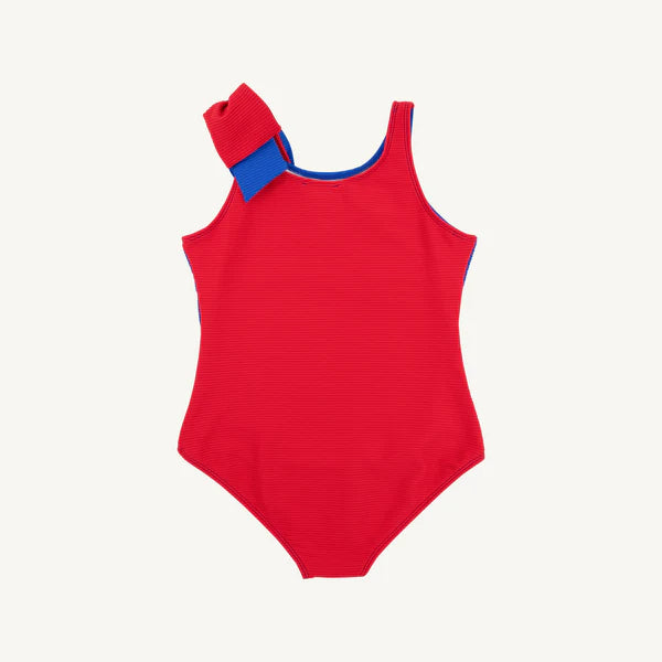 Brookhaven Bow Swimsuit- Rockefeller Royal/Richmond Red