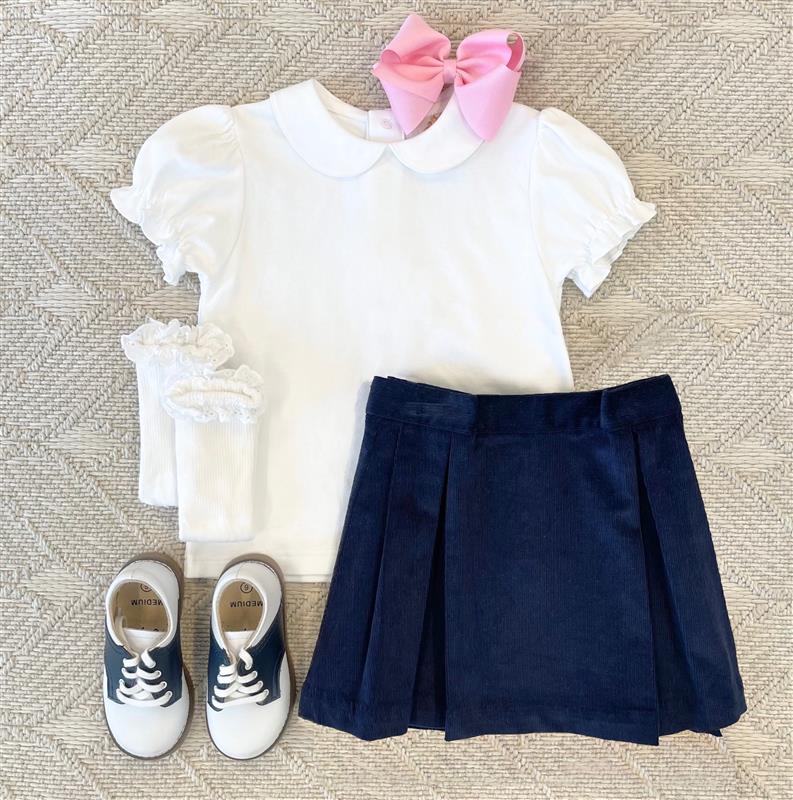 Maude's Peter Pan Collar (Short Sleeve Pima) - Worth Ave White