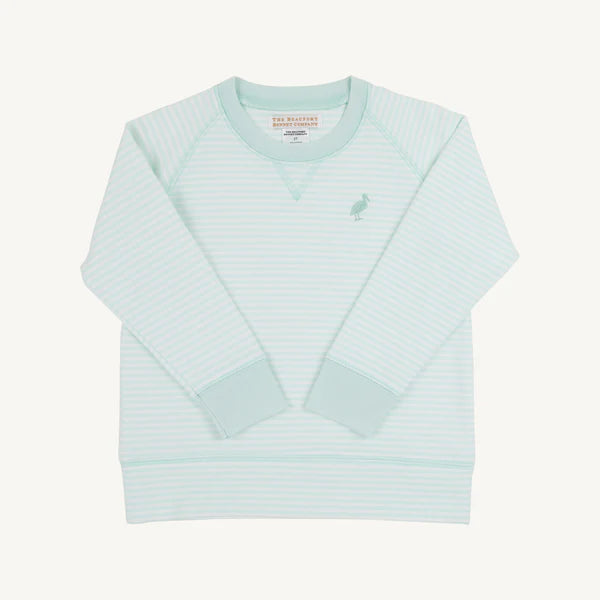 Cassidy Comfy Crewneck- Sea Island Seafoam Stripe
