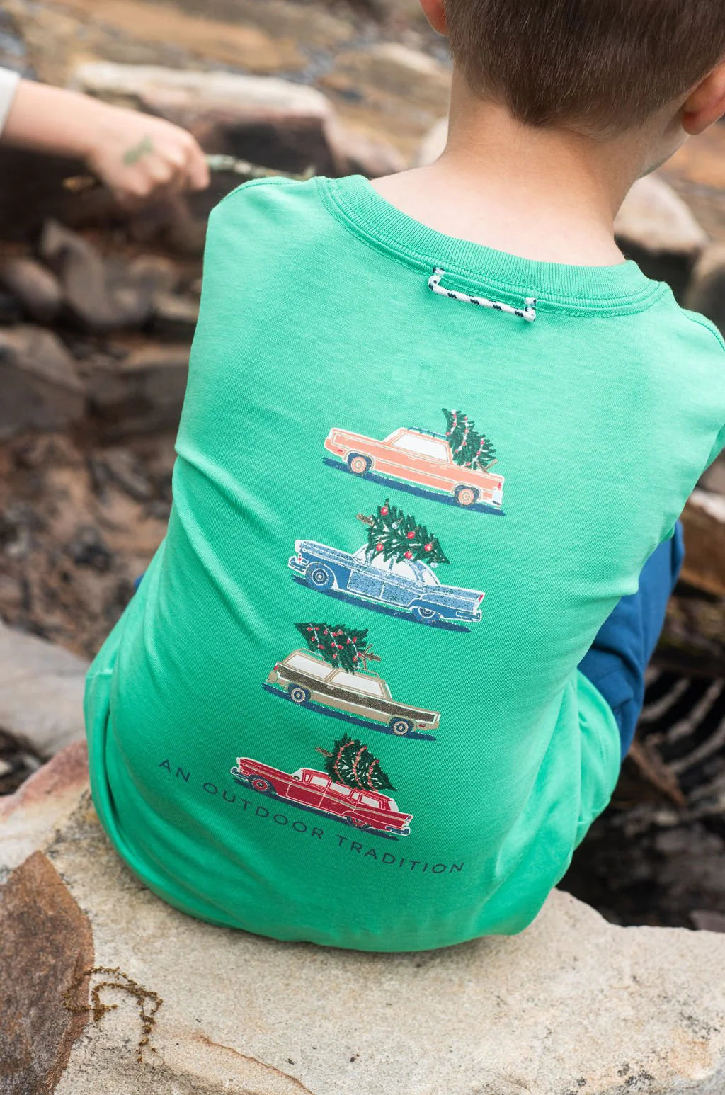 Kid's Long Sleeve Cotton T-Shirt- Green Spruce
