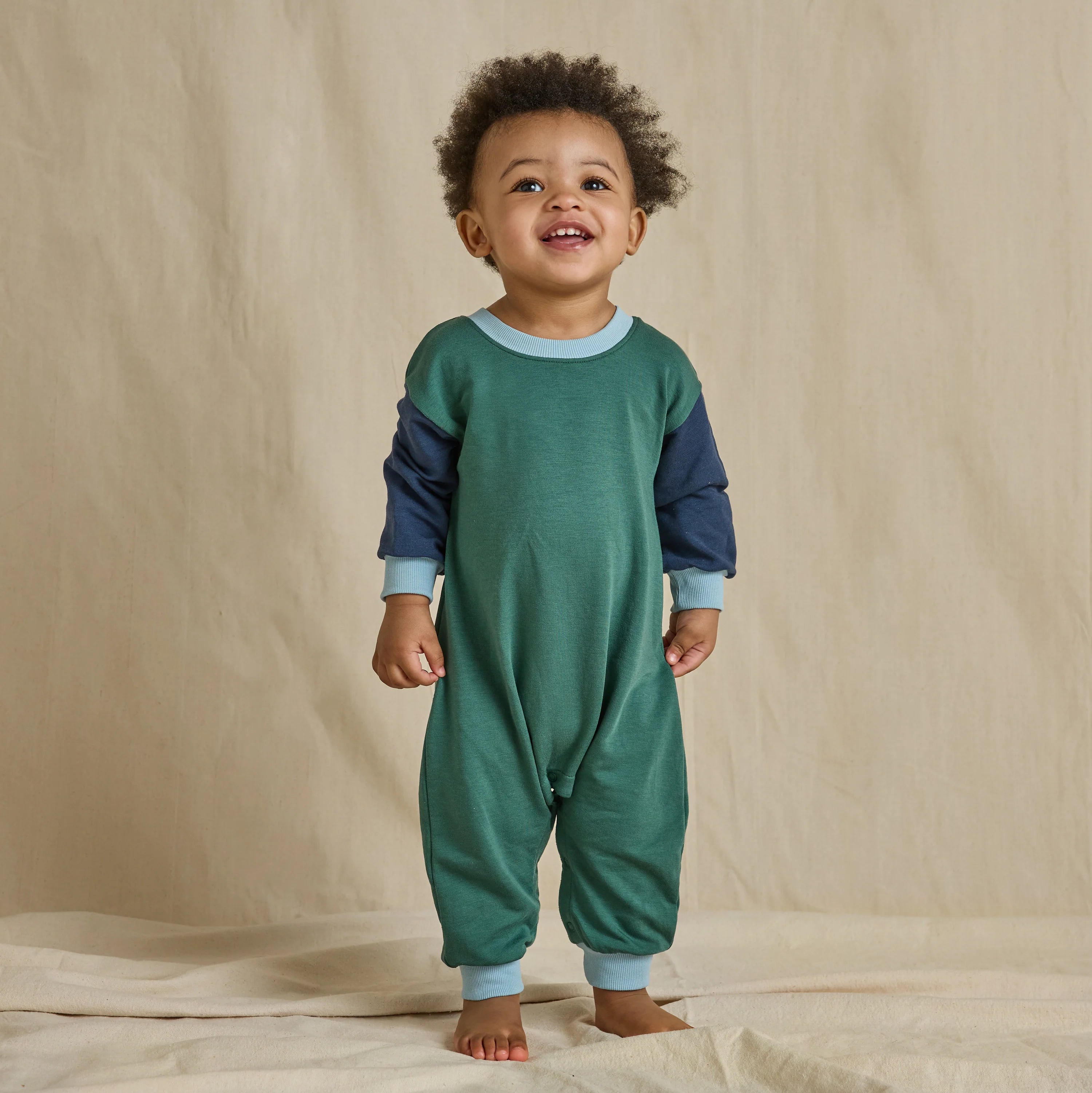 Baby Runaround Jumpsuit- Green Colorblock