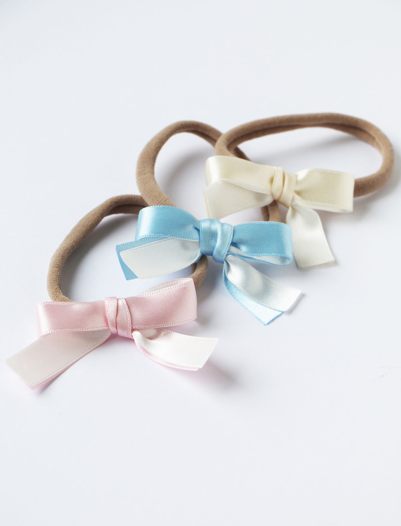 Double Satin Bows Soft Headband 3pk Set