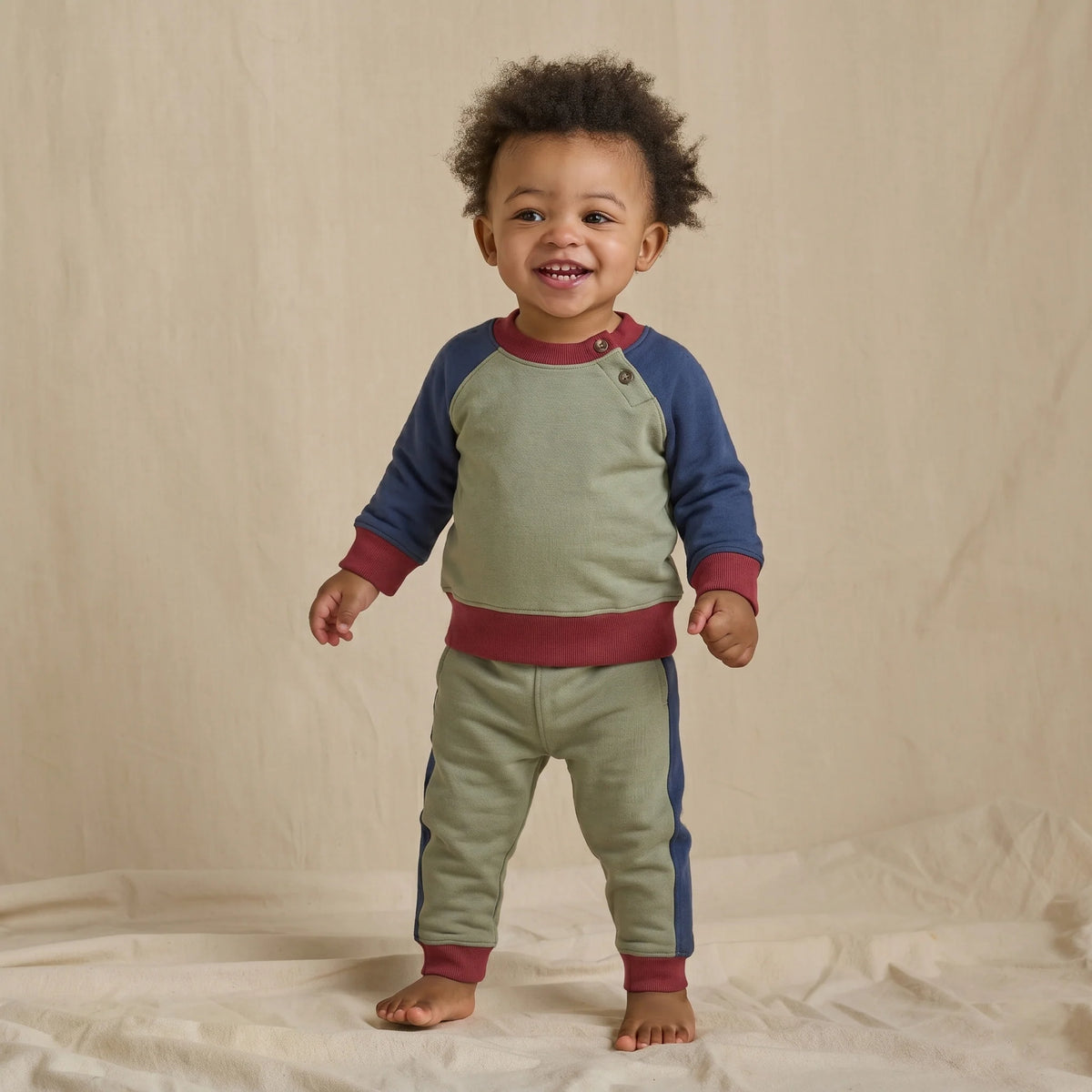 Baby Puzzle Jogger Set- Green Colorblock