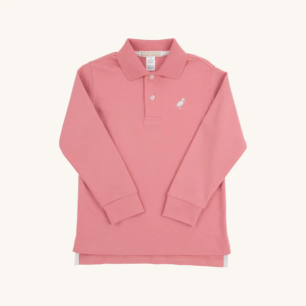 Long Sleeve Prim & Proper Polo- Nantucket Red