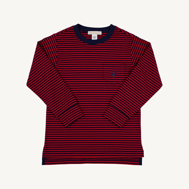 Long Sleeve Carter Crewneck- Richmond Red Nantucket Navy Stripe