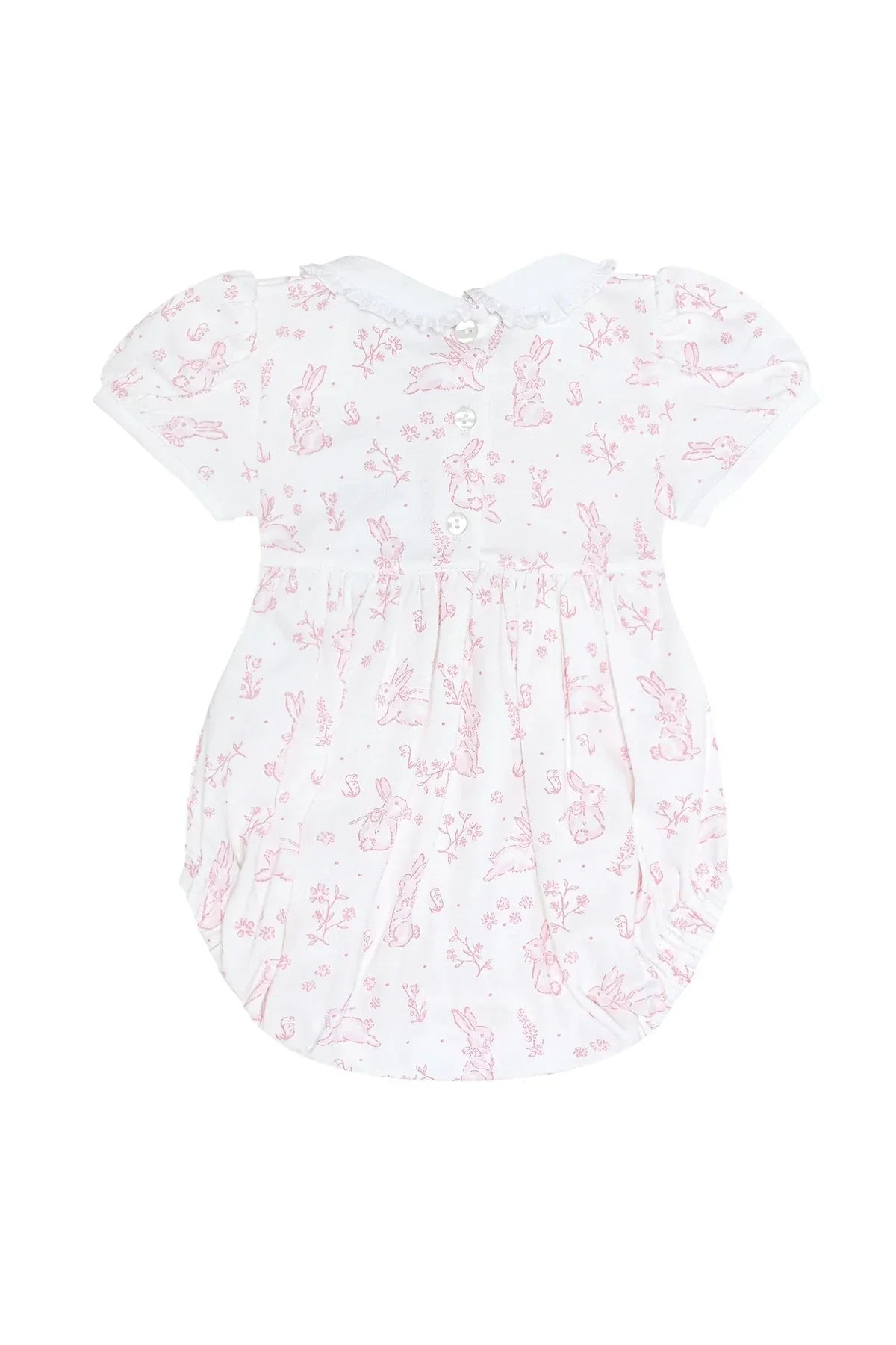 Pink Bunny Toile Smocked Bubble