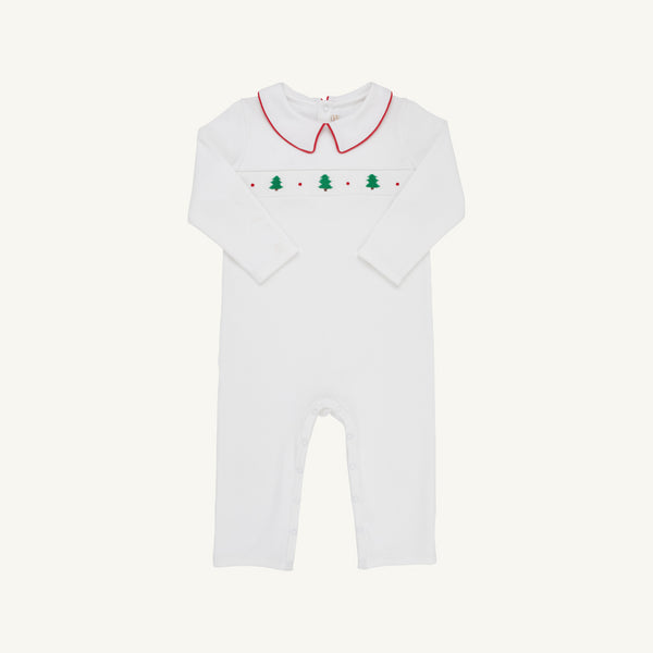 Samuel Smocked Romper- Richmond Red/Christmas