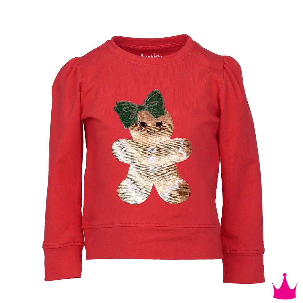 Sequin Gingerbread Red Sweatshirt