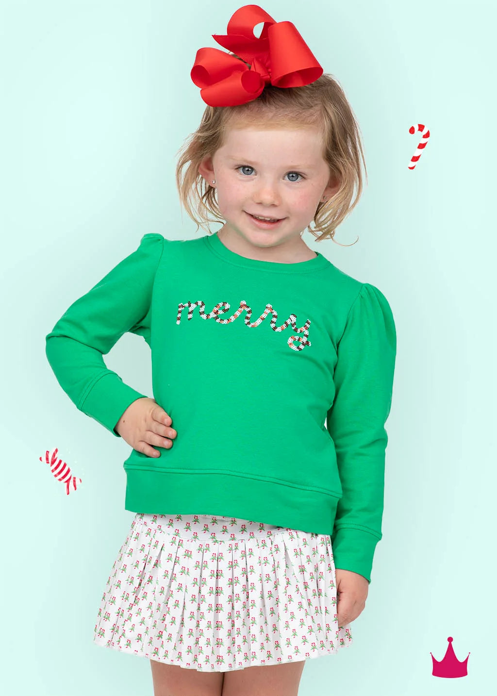 Sequin Merry Green Holly Sweatshirt