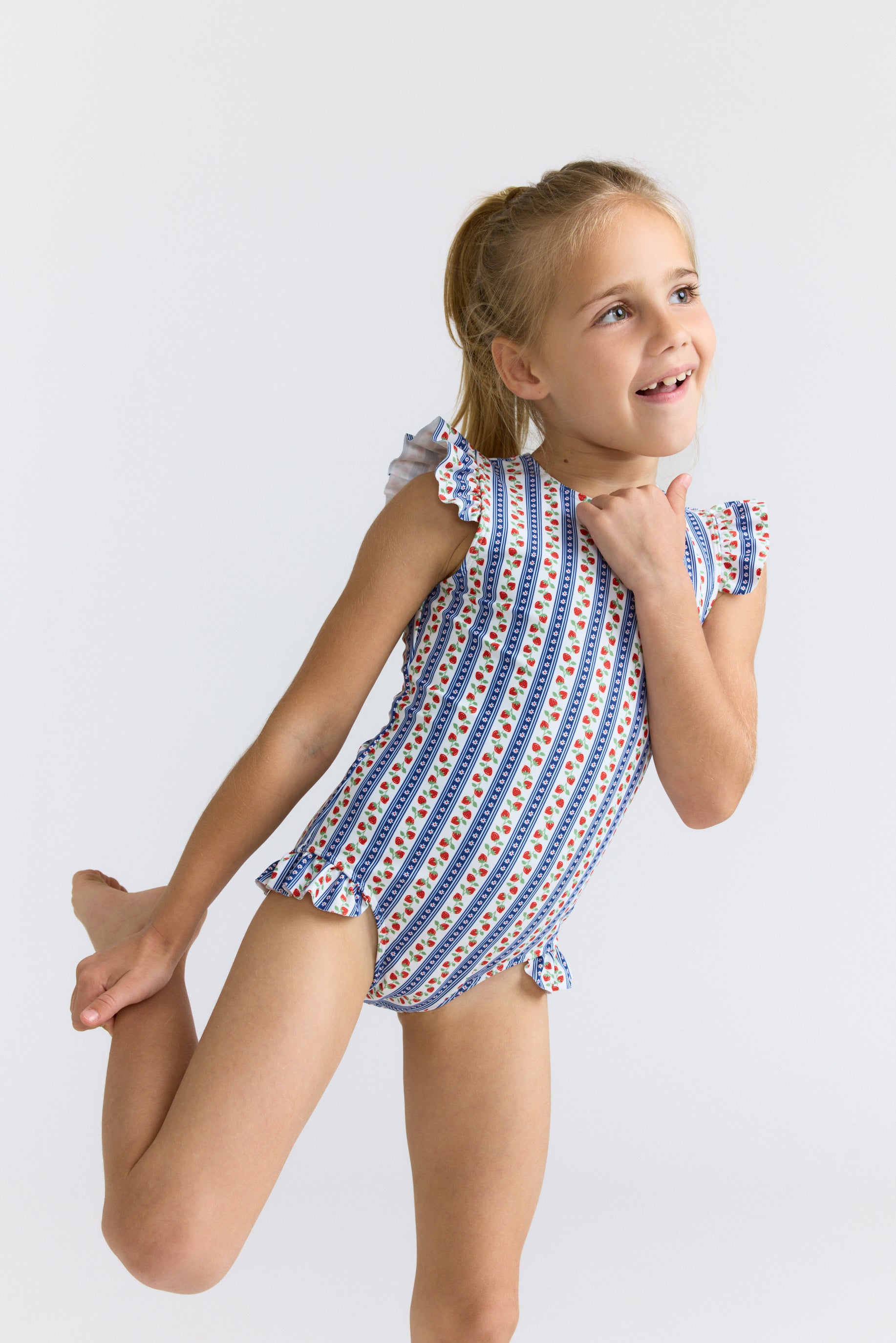 Strawberry Patch Ruffle Cap Sleeve One Piece