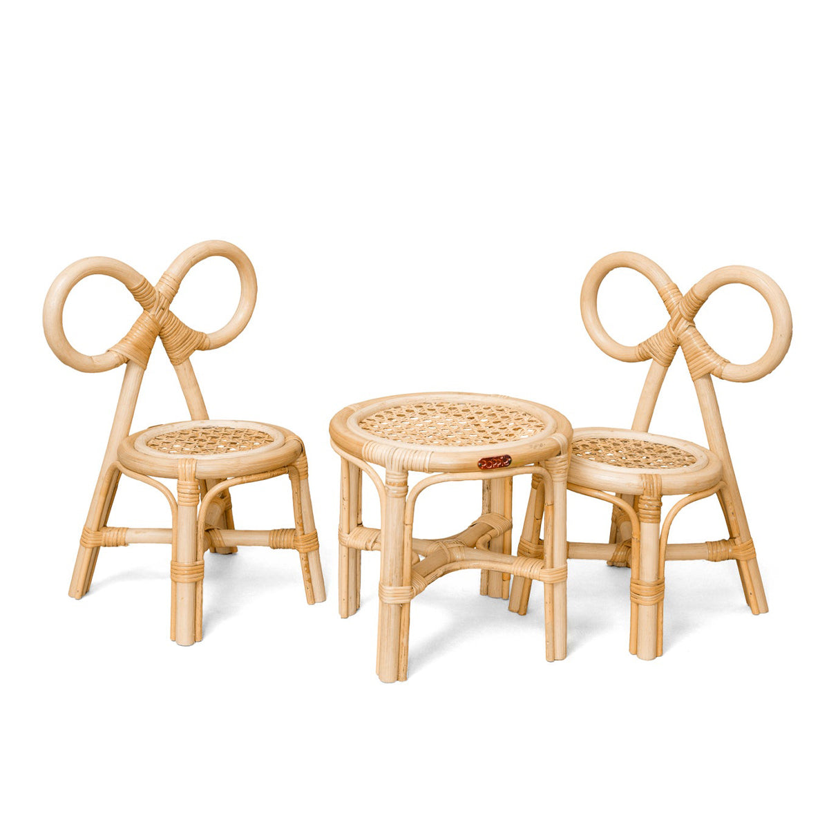 Mini Rattan Doll Table and Chairs