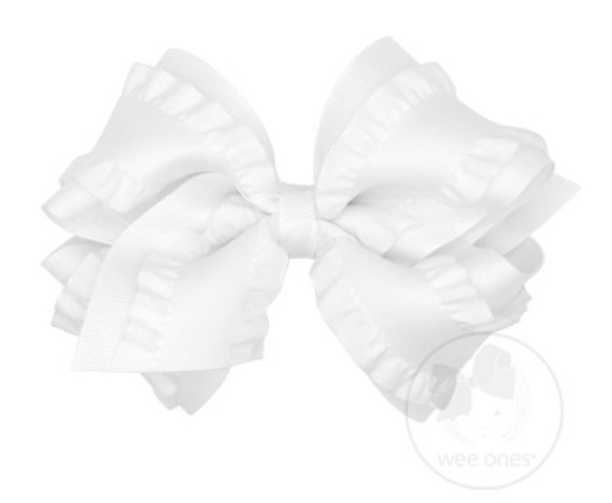 Mini King Ruffle Edge Taffeta Bow w/Grosgrain Overlay