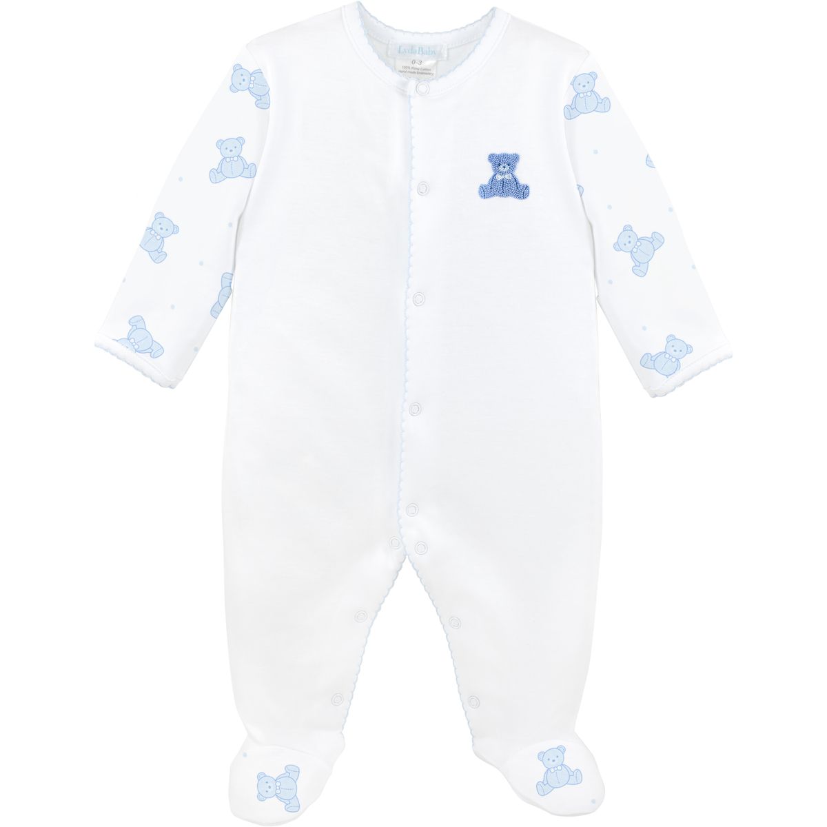 Blue Teddy Bear Snap Footie