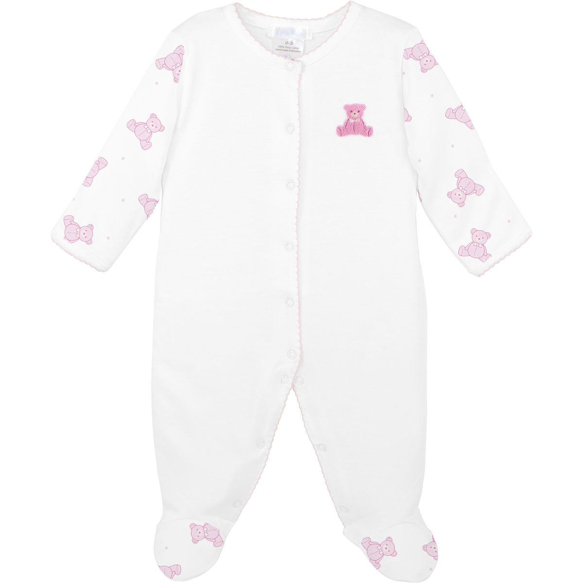 Pink Teddy Bear Snap Footie