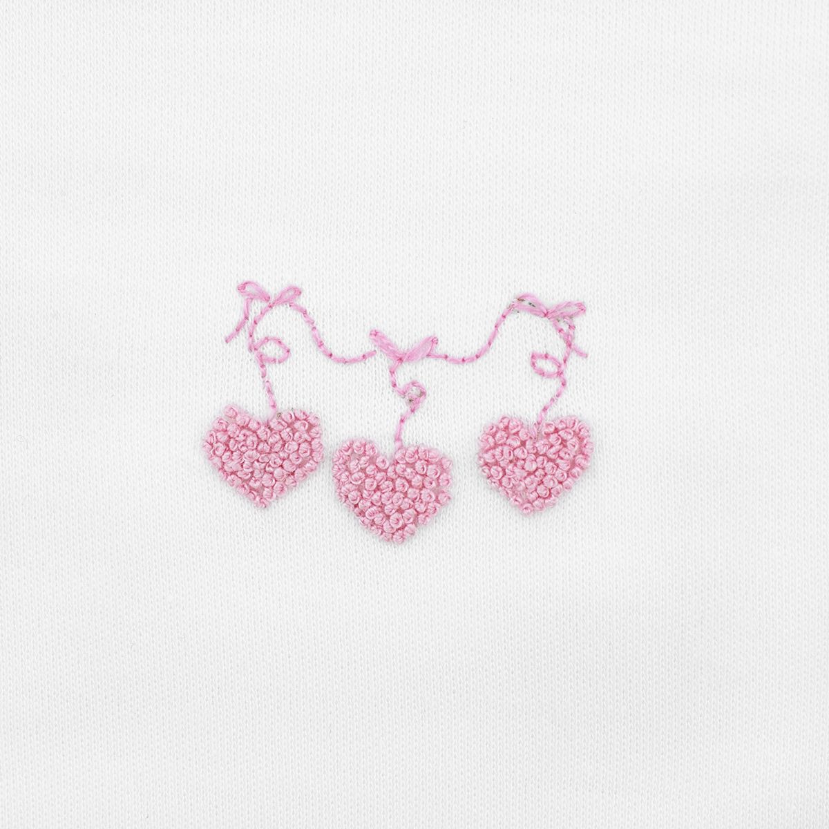 Pink Heart Emb Snap Footie