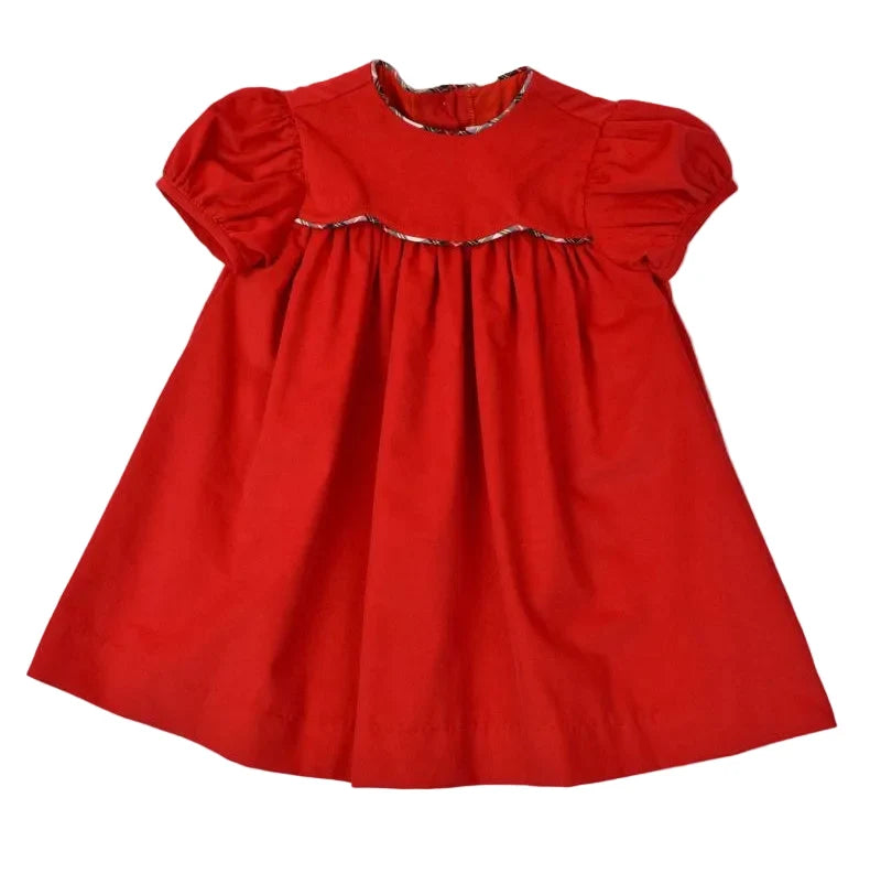 Red Float Dress- Plaid Cording