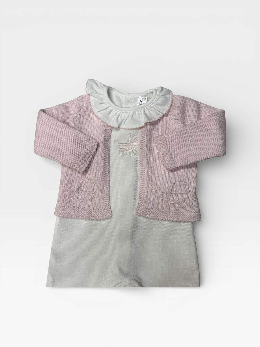 Pink Pram Emb. Pima Footie