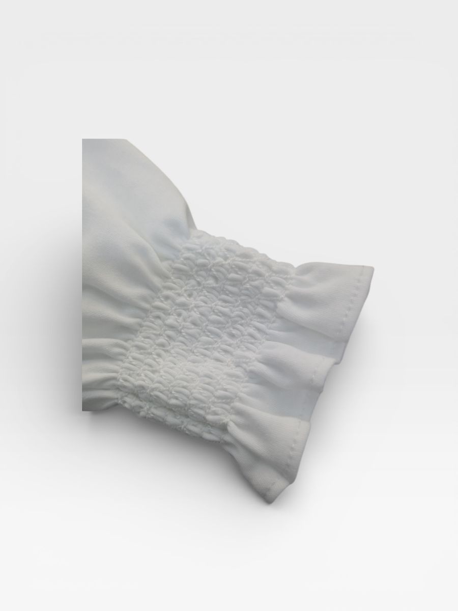 Scalloped Collar Pima Cotton Blouse- White