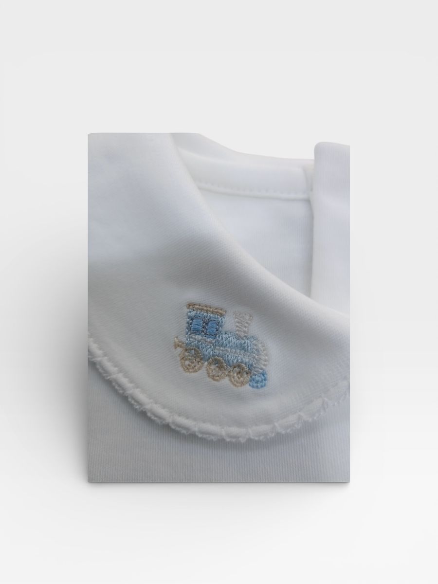Train Embroidered Pima Onesie