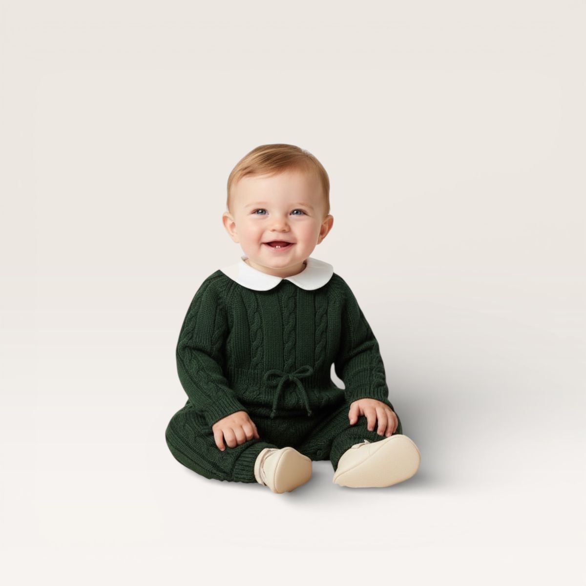 Cable Knit Collared Romper