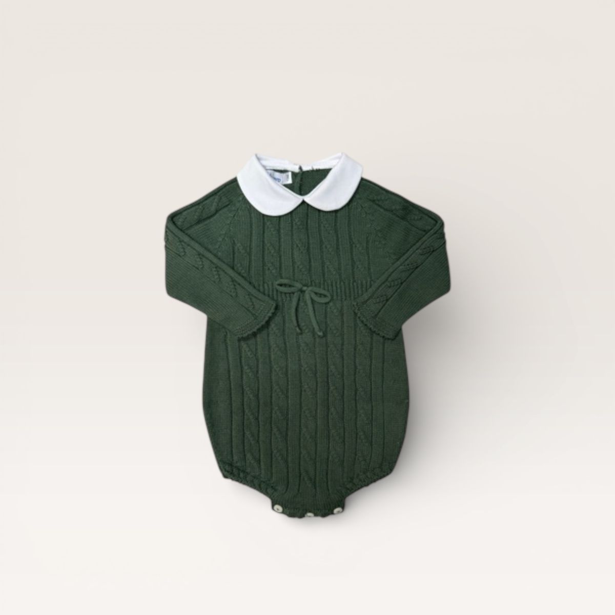 Cable Knit Collared Bubble- Evergreen