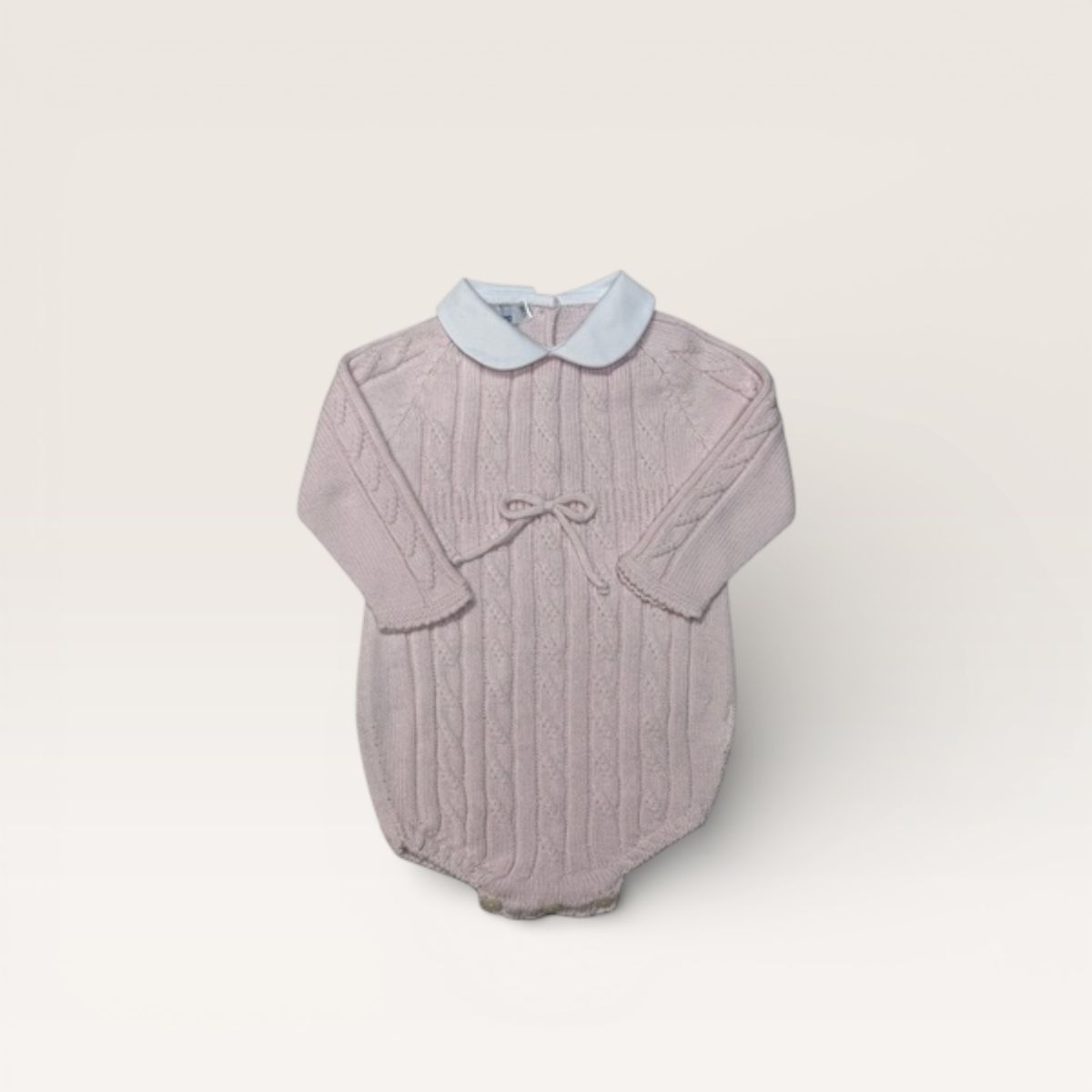 Cable Knit Bubble with Collar- Pink