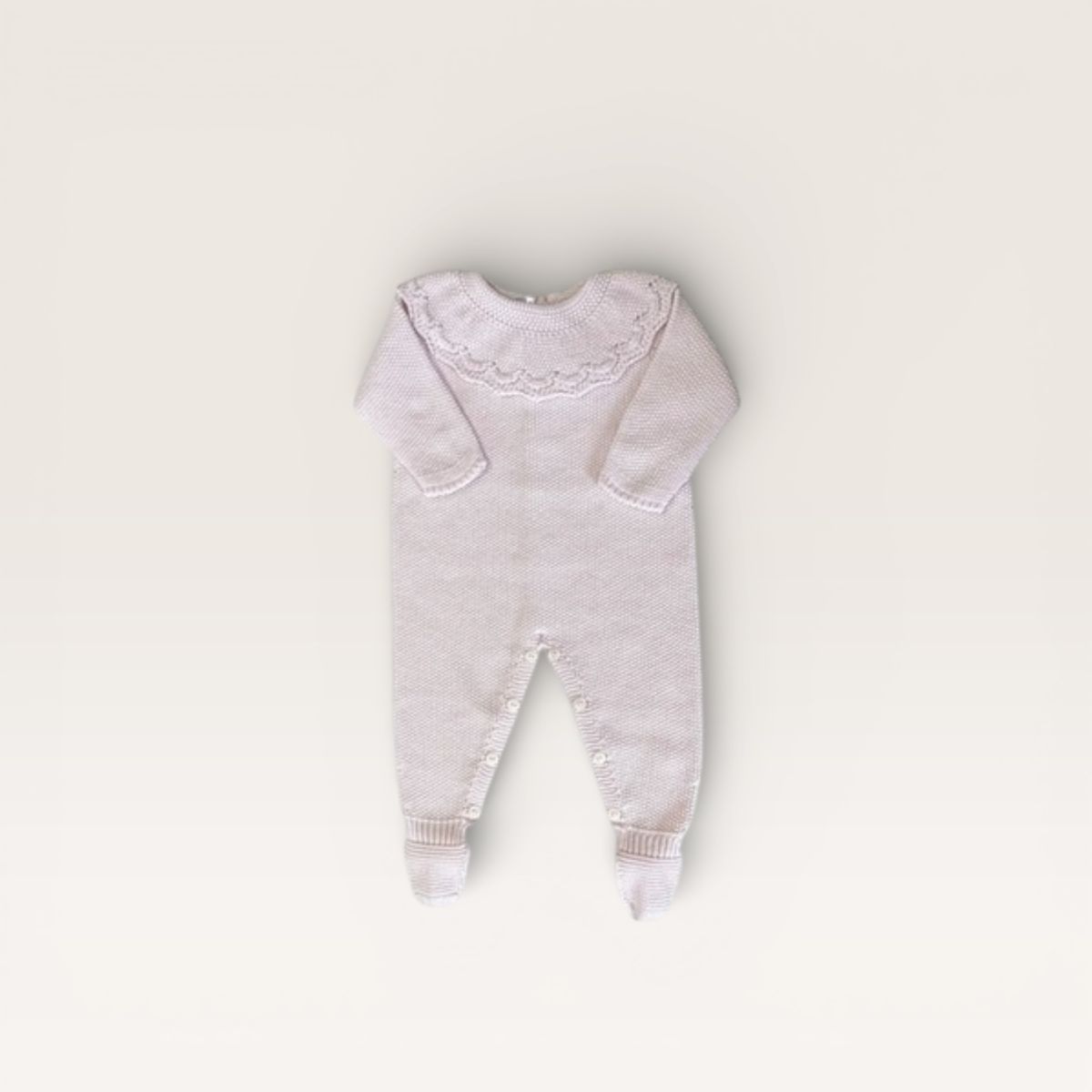 Popcorn Footie with Ruffle Collar- Pink