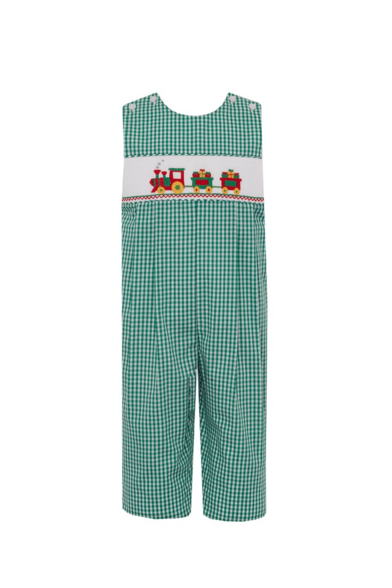 Green Gingham Longall- Trains