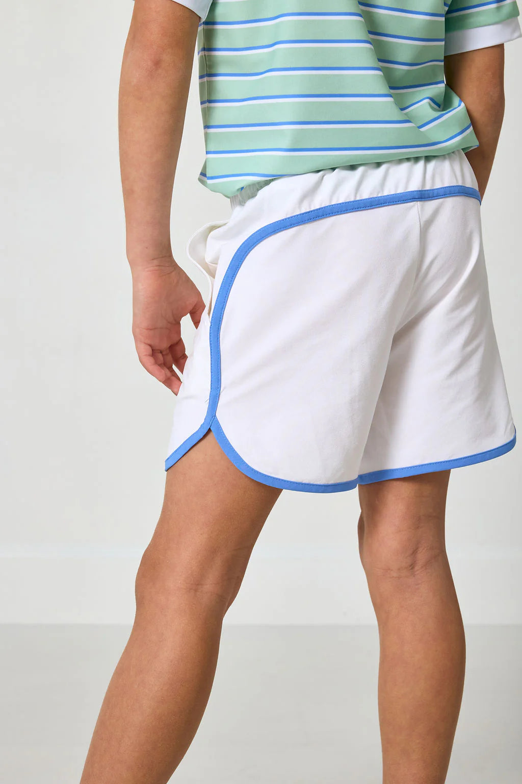 white retro super short with sky blue piping
