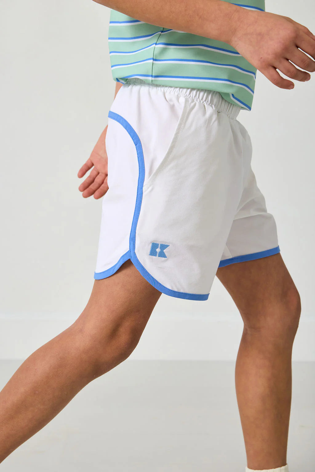 white retro super short with sky blue piping