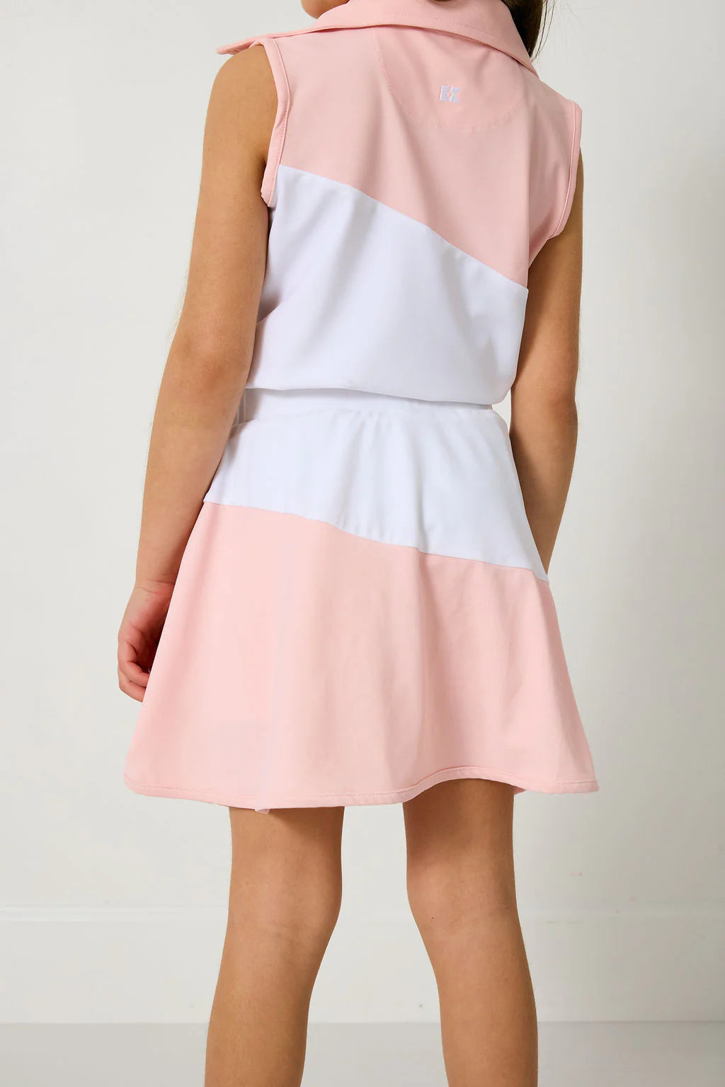 pink/white half court skort