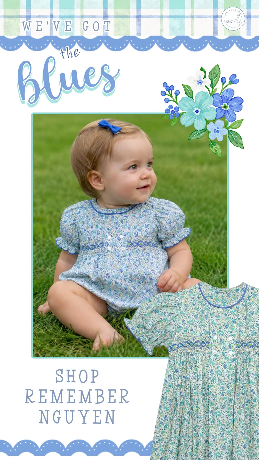 Ava Rose Bubble- Blue Flowers