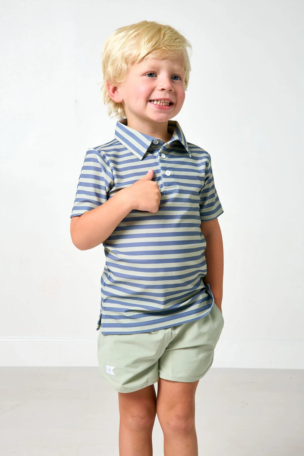 slate/sage qb stripe polo shirt