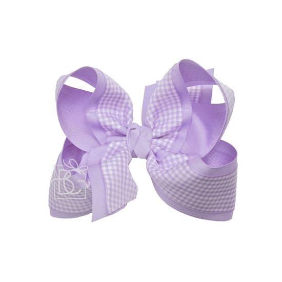 Jumbo Layered Gingham/Grosgrain Bow On Clip