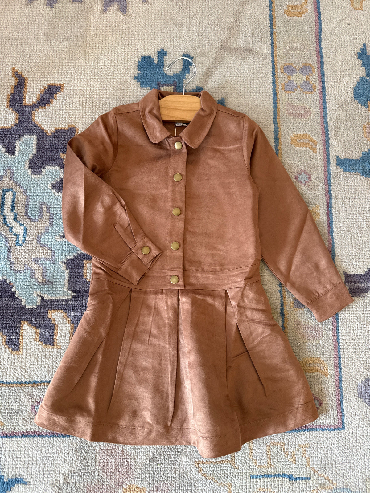 Blair Dress- Camel Faux Suede