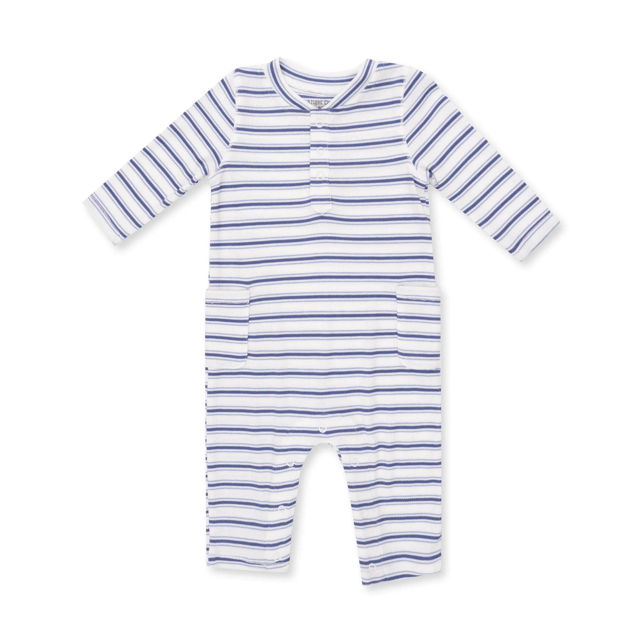 Snap Romper- Vintage Blue Stripe