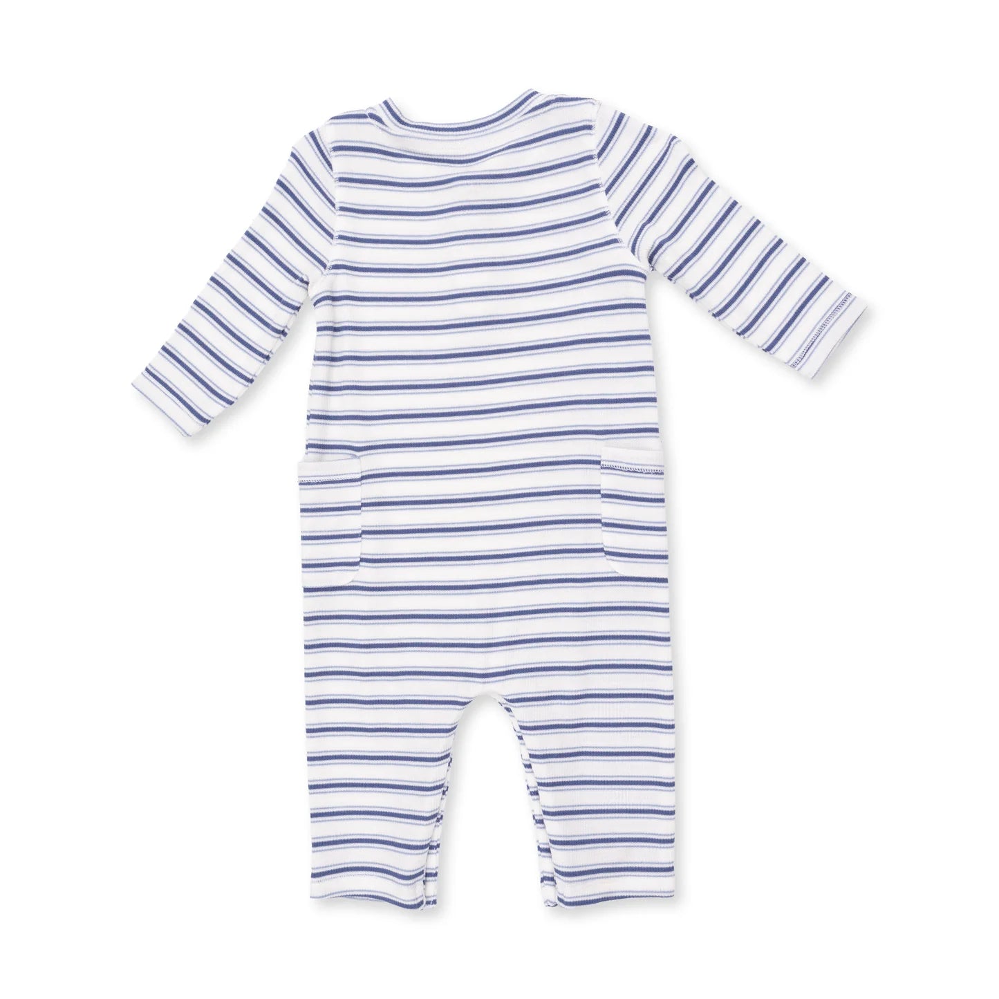 Snap Romper- Vintage Blue Stripe