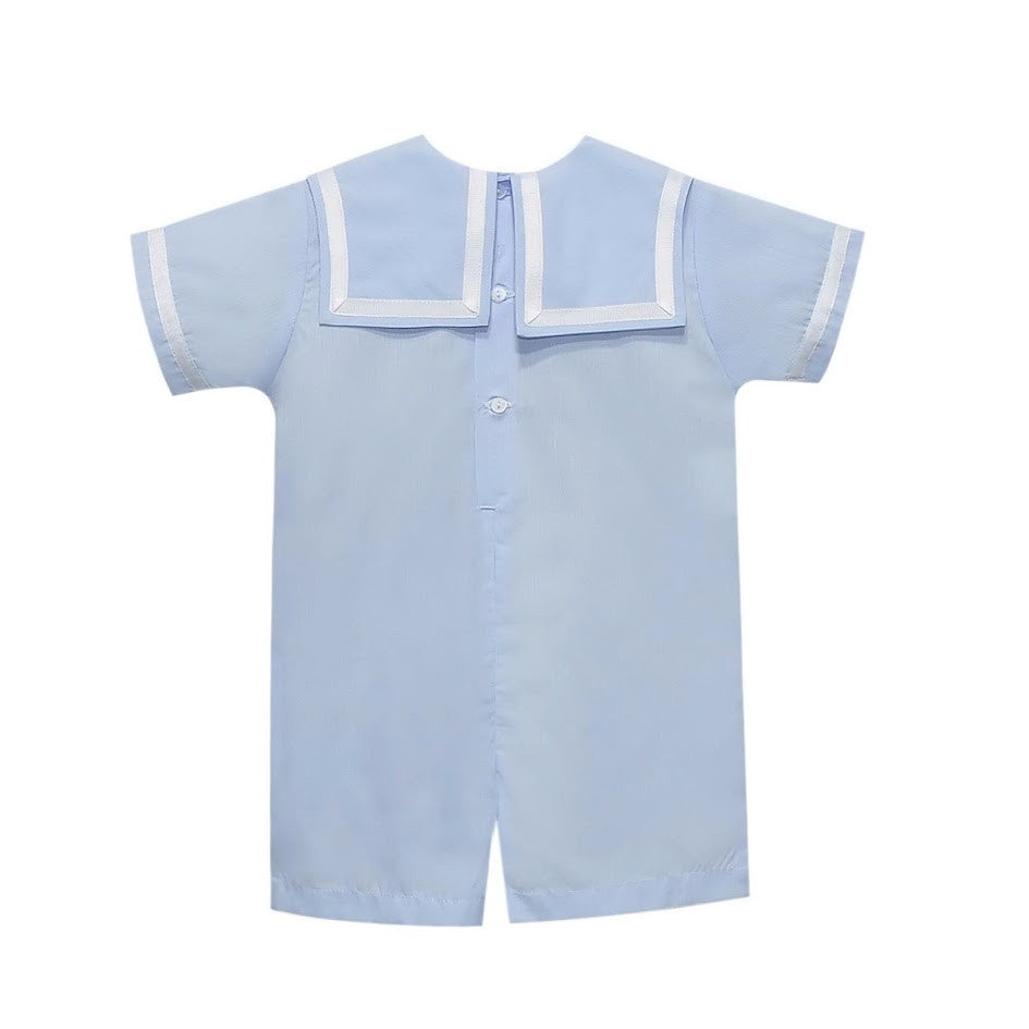Blue Rowan Boy Romper- Sailor Sky