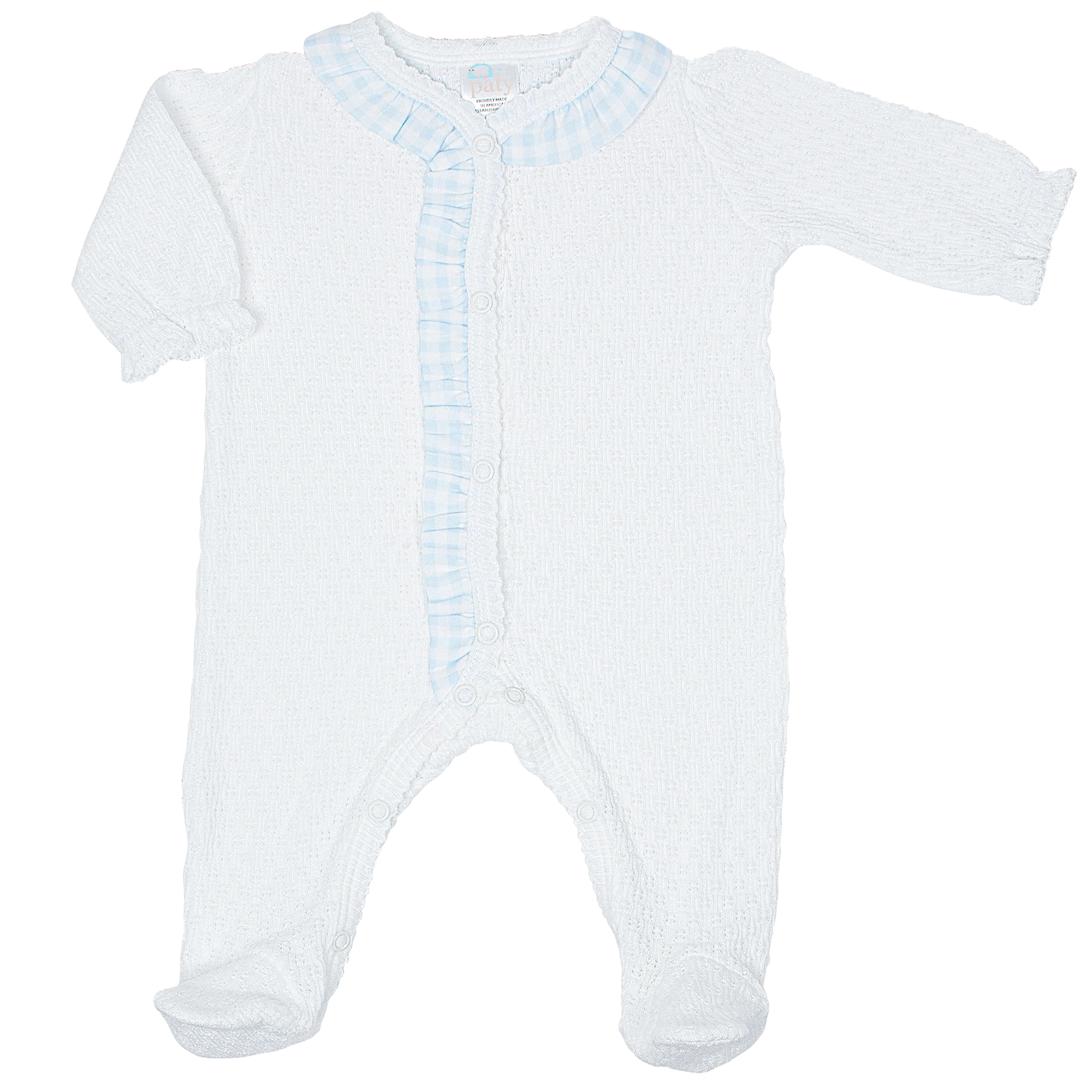 White Footie Gingham Ruffle