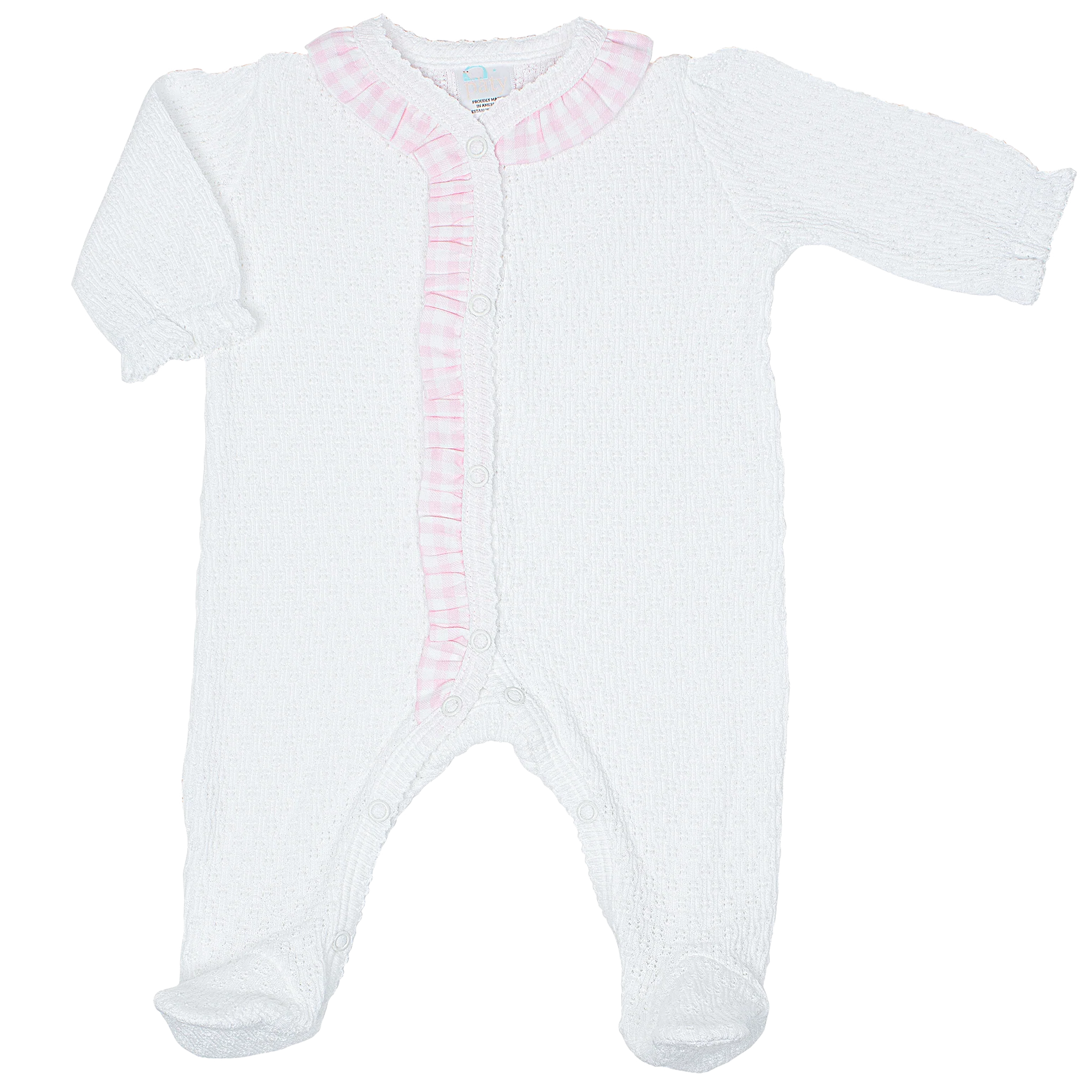 White Footie Gingham Ruffle
