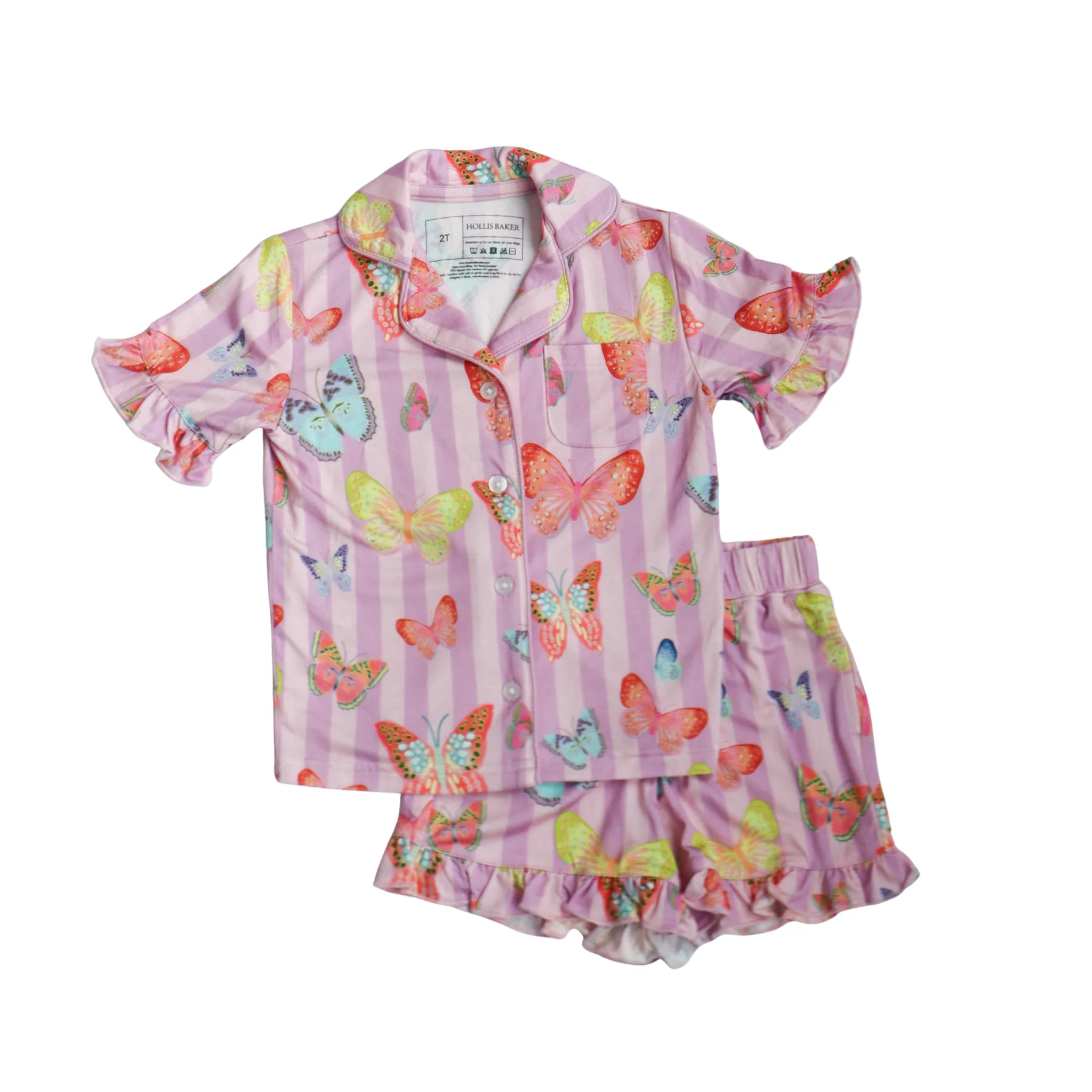 Purple Butterfly Ruffle PJ Set