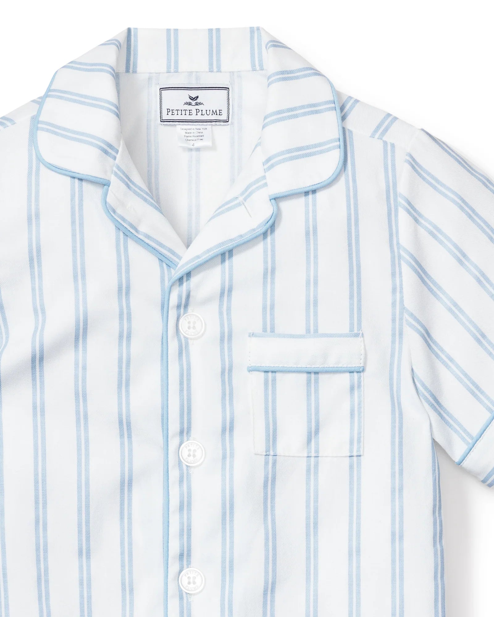 Twill Pajama Short Set in Periwinkle Stripe
