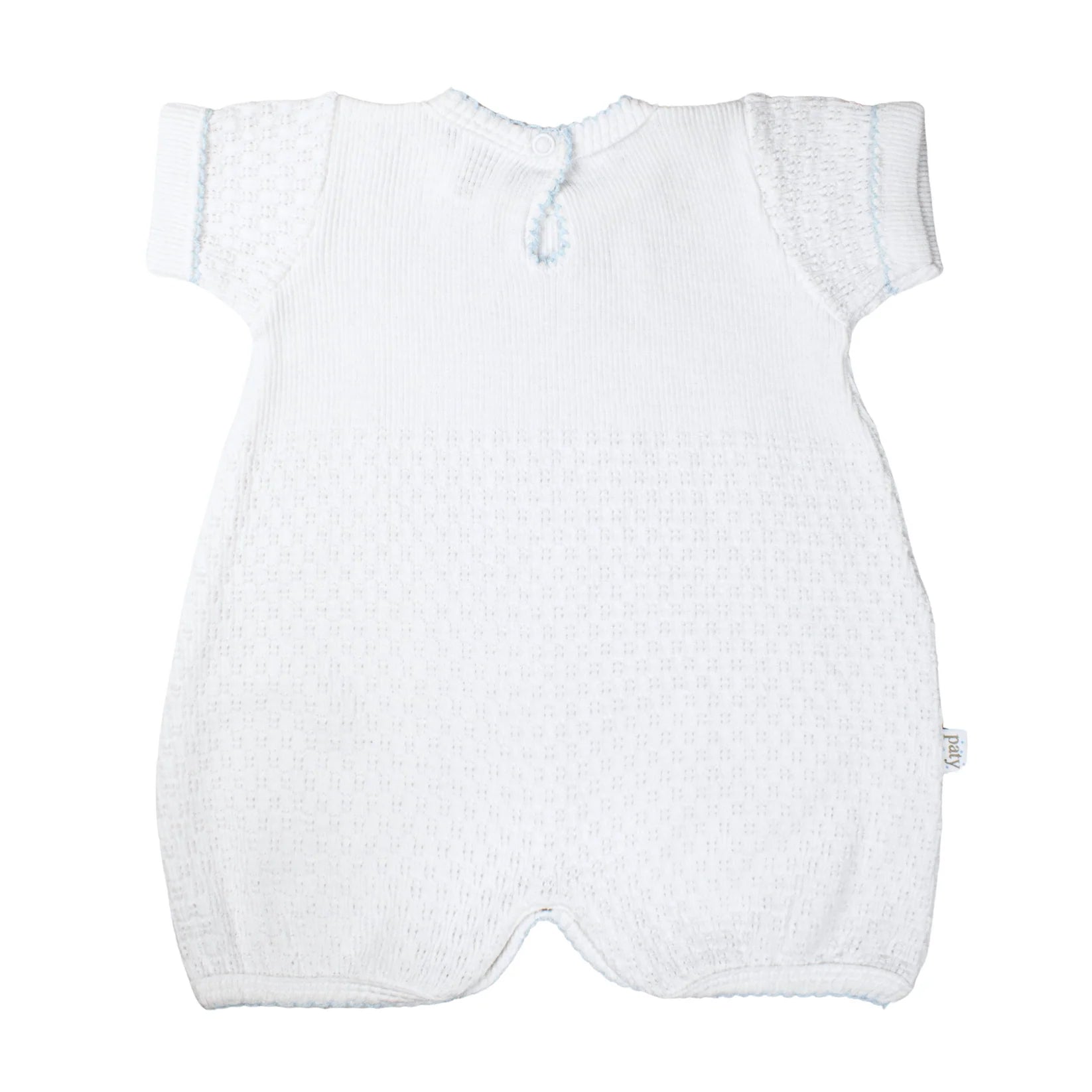 Paty Knit Short Sleeve Cuffed Bubble- Blue Trim