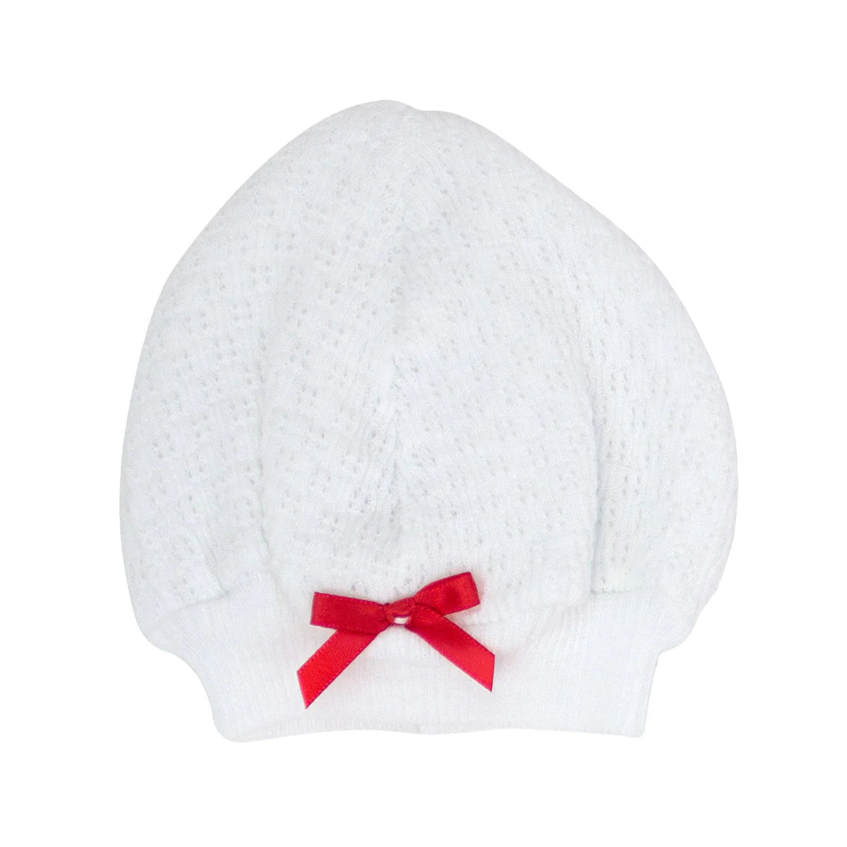 Paty Knit Beanie w/ Bow- Red