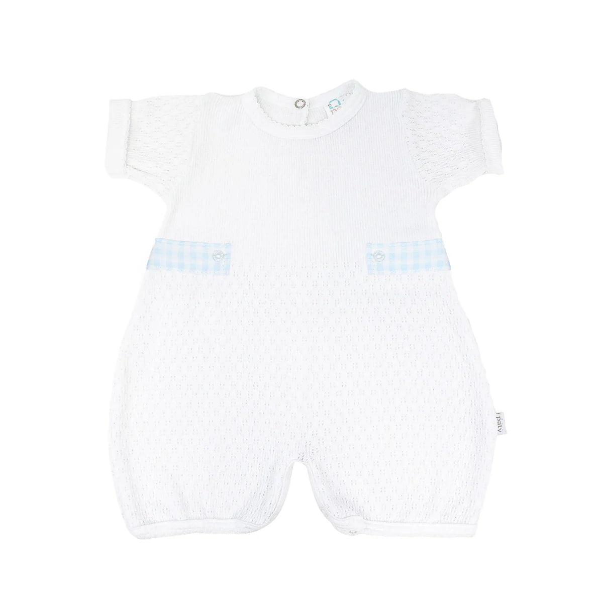 Blue Gingham Tab Paty Knit Bubble